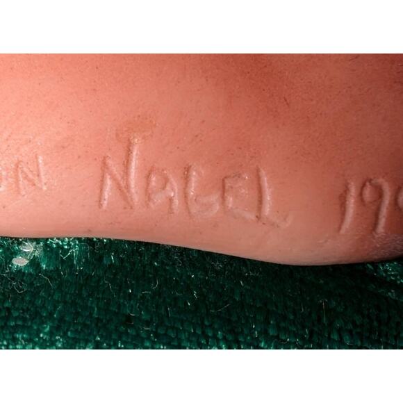 Artisan Vintage 1990 A.N. Allyson Nagel Santa Head on a Stick Christmas Ornament - Picture 6 of 8